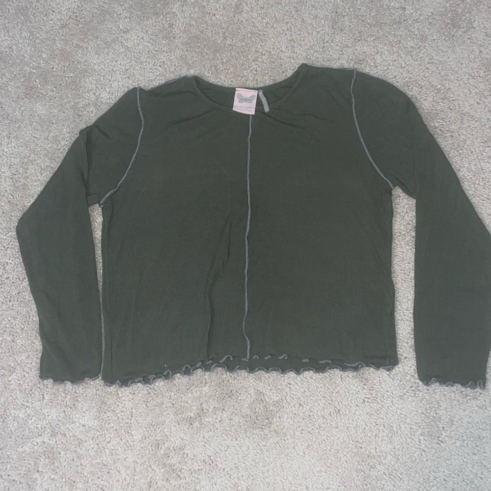 Girls L Paper Crane green long sleeve top